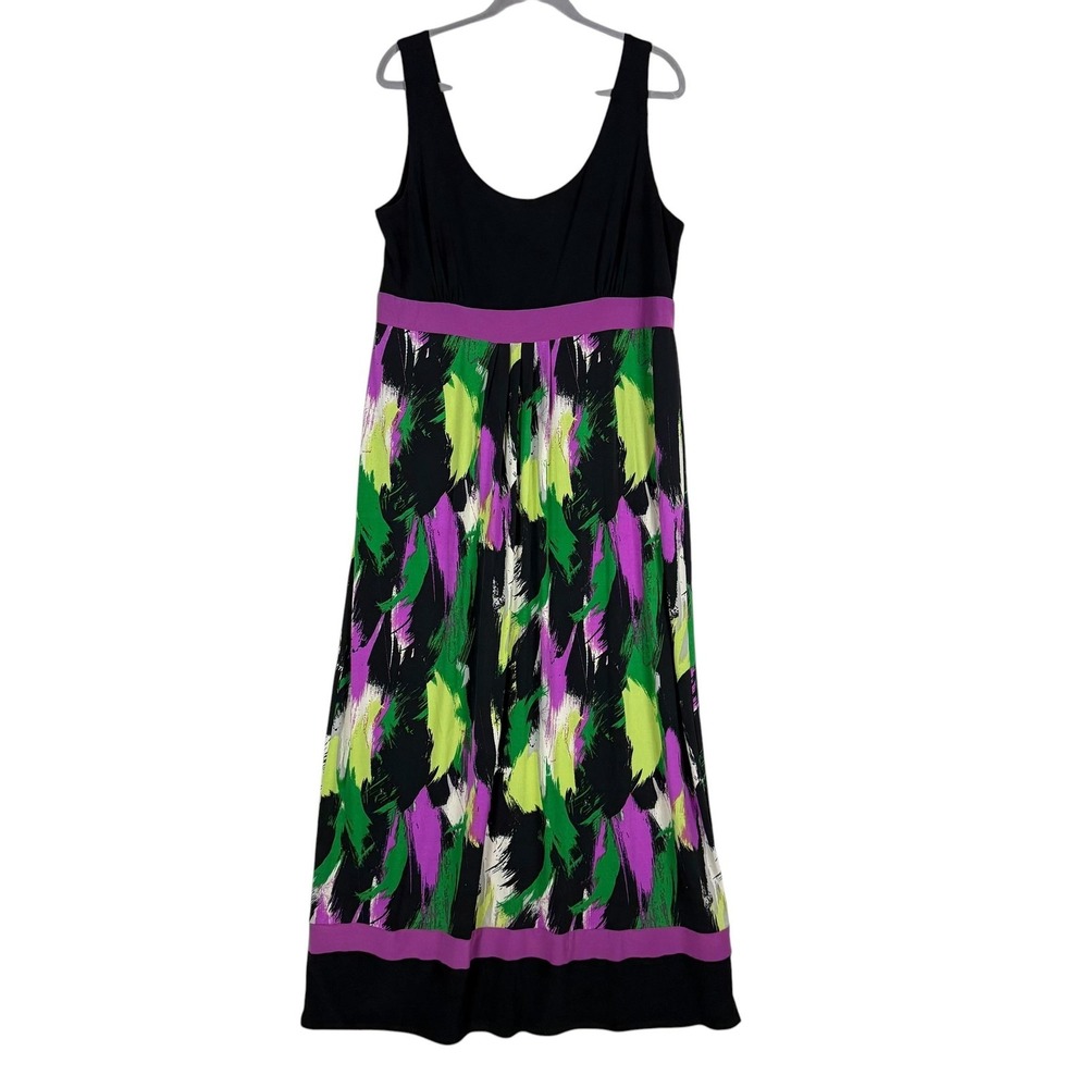 Scarlett‎ Dress Womens 16 Multicolor Abstract Sleeveless Maxi Scoop Neck Stretch